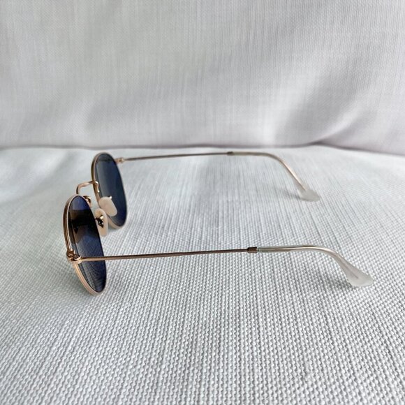 Ray-Ban RB3447 Gold Round Polarized Metal Sunglasses Dark Gray Lens Classic - Picture 5 of 7